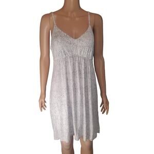 Soma Cool Nights Nightgown Size L Purple Leopard Print Back Lace Cutout